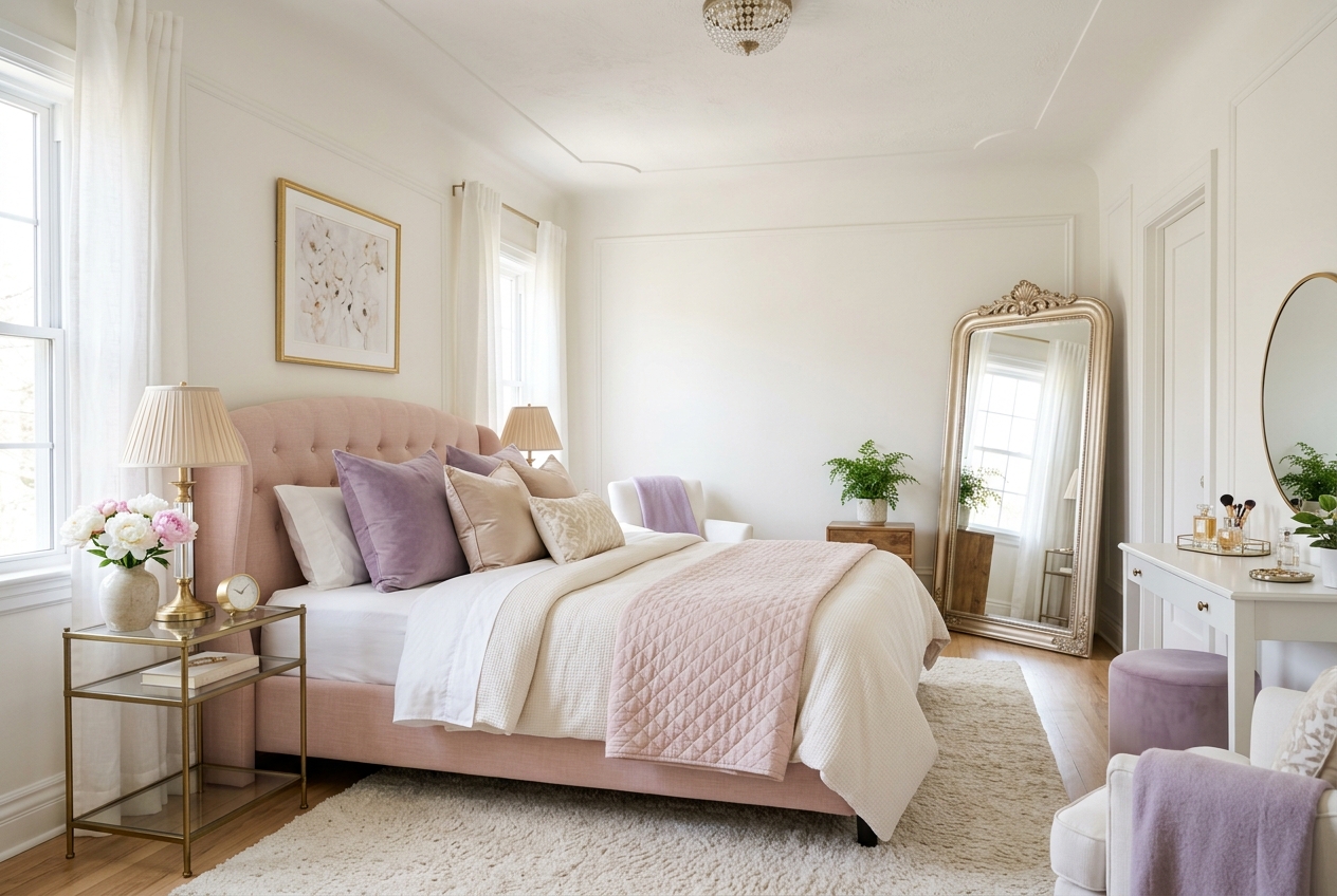 Feminine bedroom interior design