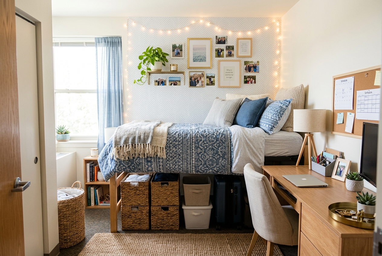 Small-space dorm room interior design