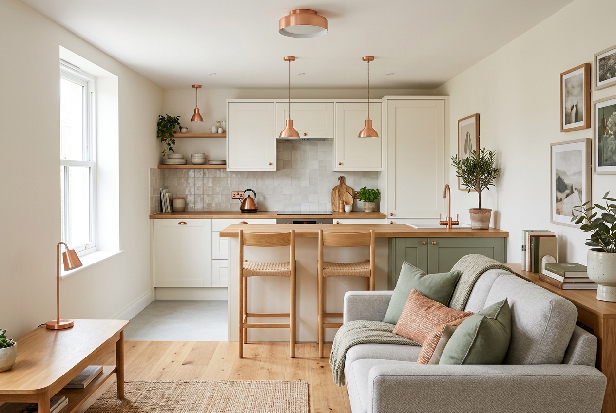 Open-Plan living room + kitchen interior design