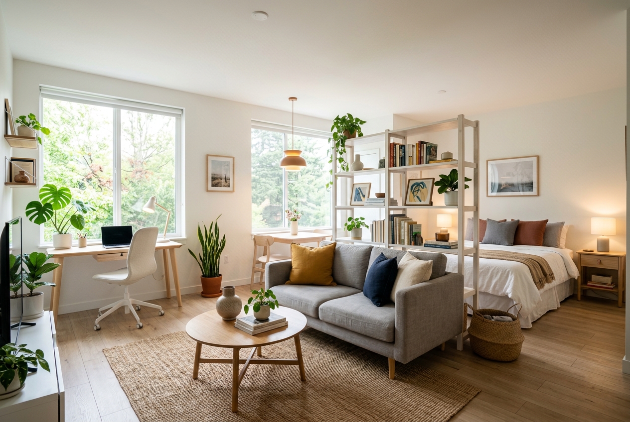 Small-space studio apartment interior design