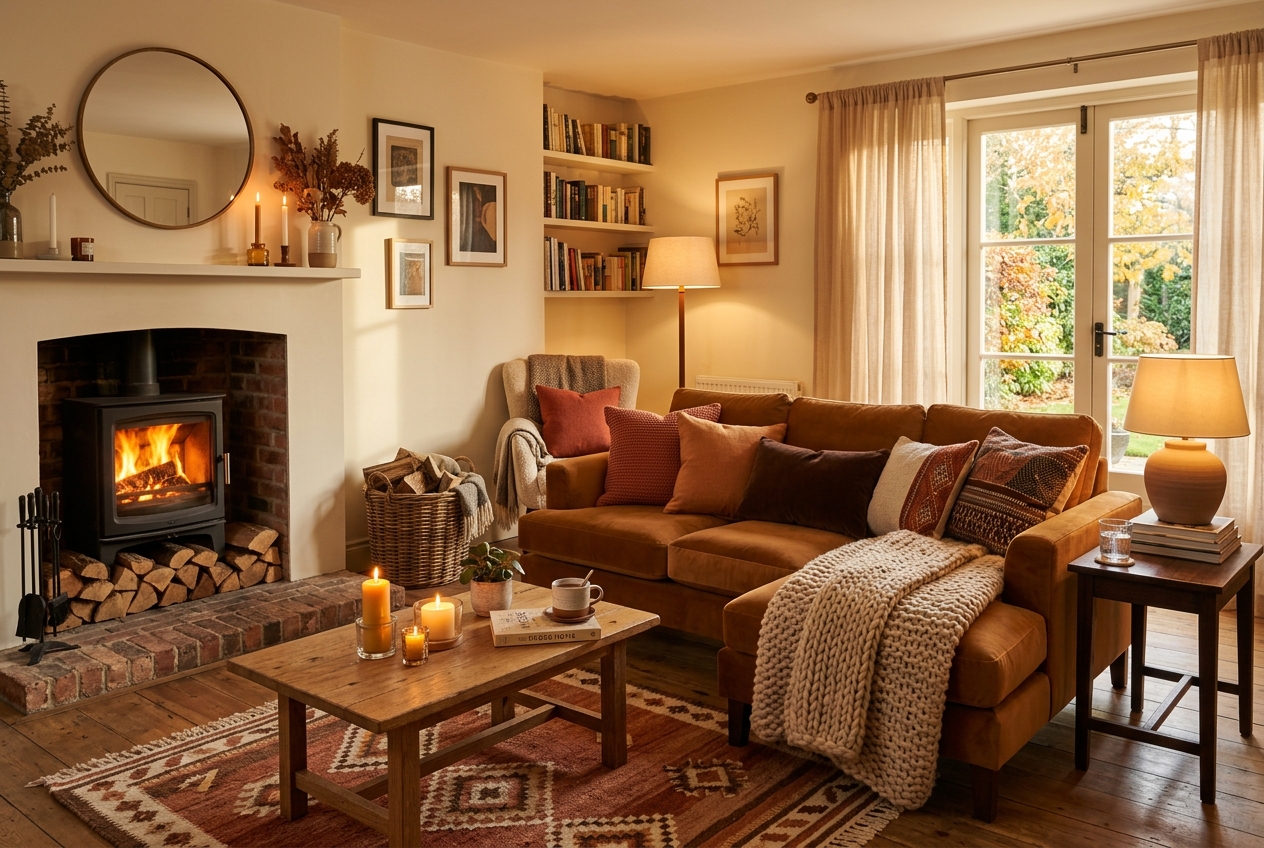 Warm & Cozy living room interior design