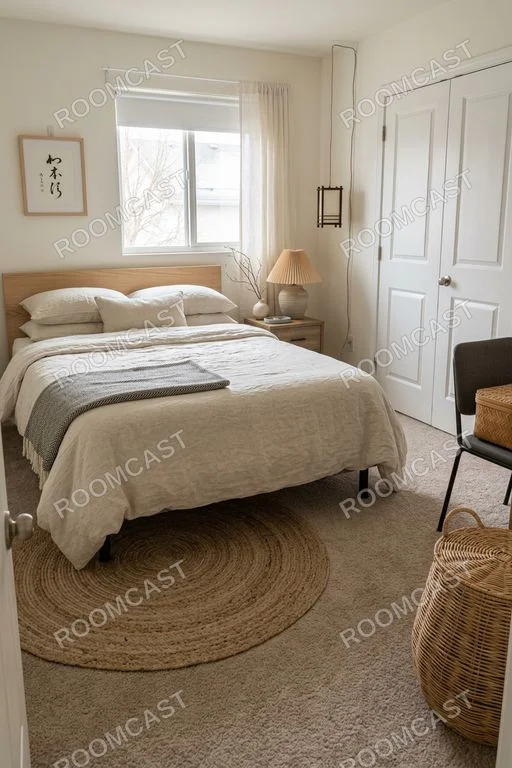 Roomcast Japandi result for the sample bedroom, free web preview